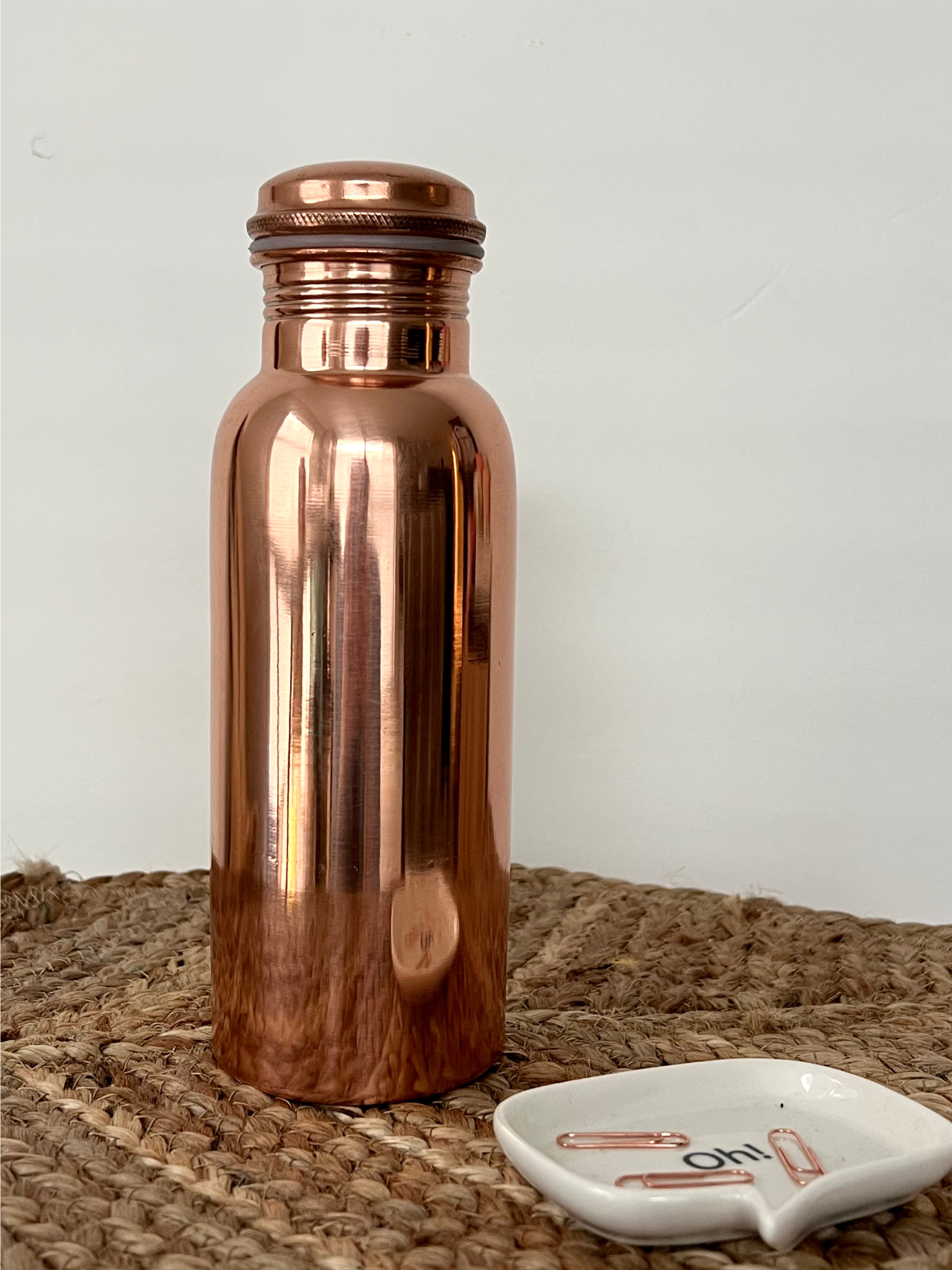 ayurvedic copper bottle classic plain smooth and glossy style for drinking water copper vessel  700 ml