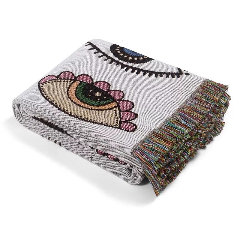 Boho blanket nz boho throw nz Ideal for home decor, yoga, picnics, beach and campervan. Large boho tapestry with tassels, hippie boho wall tapestry folded on white background