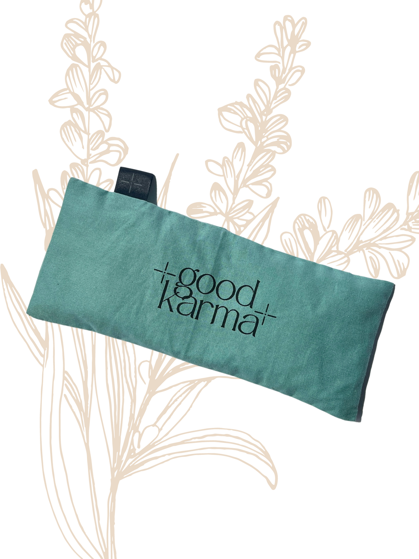 Good Karma organic flax and lavender eye pillows for meditation and relaxation greenish blue color Eye pillow for yoga and meditation on white background