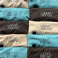 Good Karma organic flax and lavender eye pillows for meditation and relaxation 3 colors - sand beige dark chocolate brown and green aqua many eye pillows masks different colors together