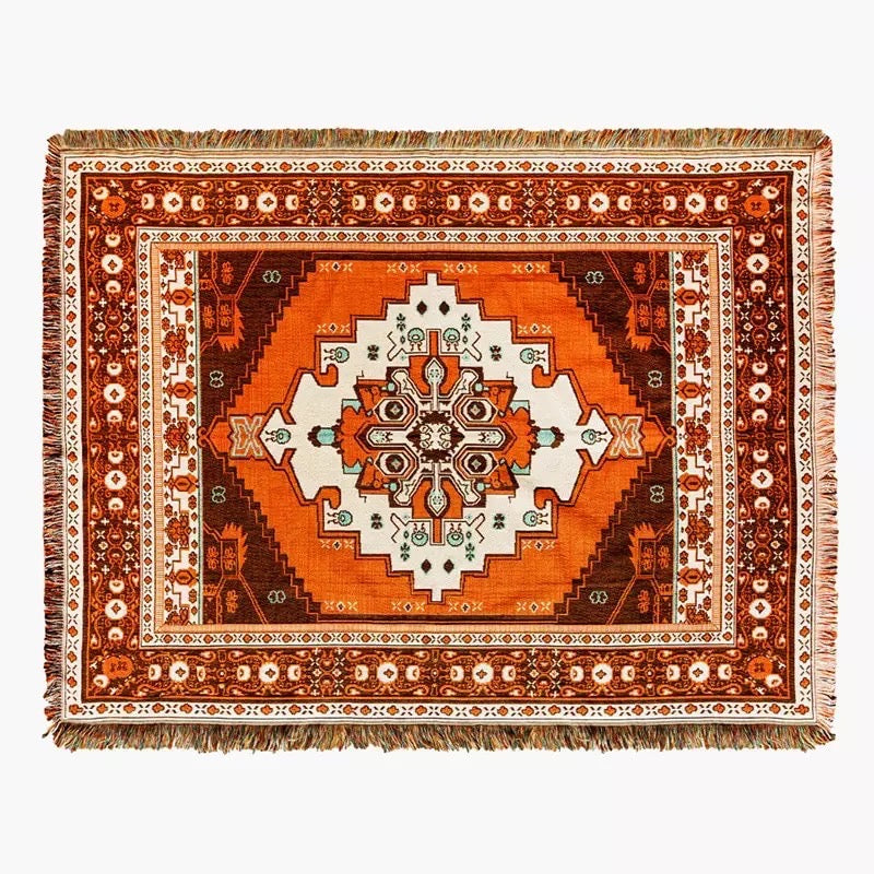 Moroccan style art tapestry meditation throw, bohemian wall hanging tapestries, woven quilt with tassels, picnic boho mat bohemian style woven blanket nz on white background