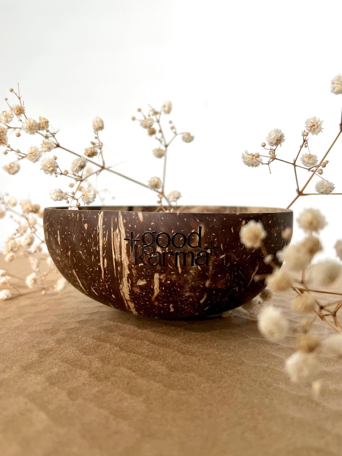 Good Karma Coconut bowl with dry flowers